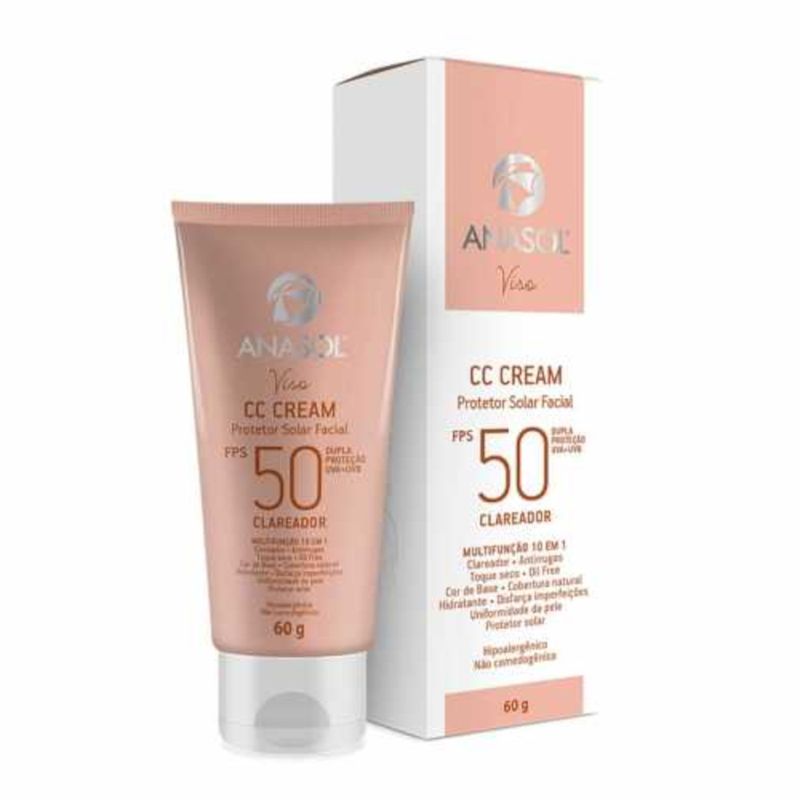 Protetor-Solar-Facial-Anasol-Viso-CC-Cream-Clareador-FPS-50-com-60g