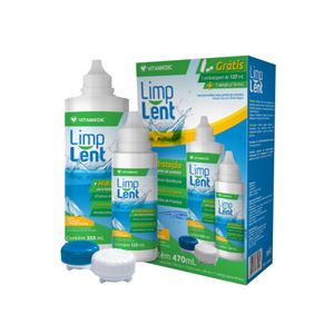 Kit Limp Lent Solução Estéril para Lentes de Contato com 1 Frasco de 350ml + 1 Frasco de 120ml + 1 Estojo para Lentes