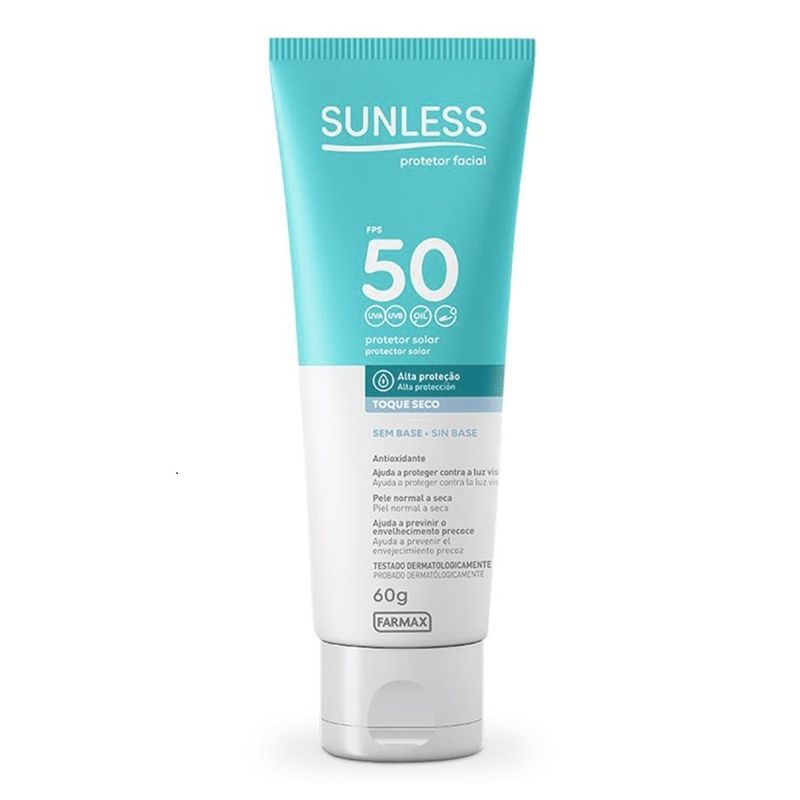 PROTETOR-SOLAR-FACIAL-SUNLESS-SEM-COR-FPS-50-COM-60G
