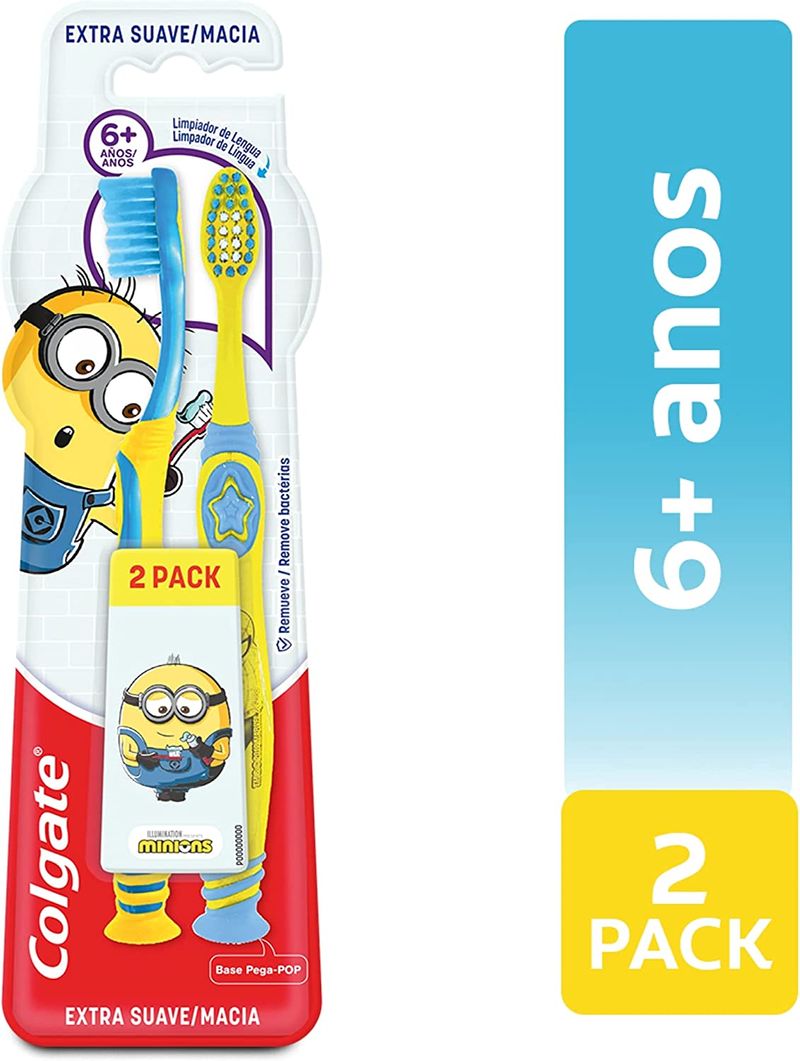 Escova-de-Dente-Colgate-Infantil-Smiles-Minions-6--Anos-Extra-Macia-Com-2-Unidades