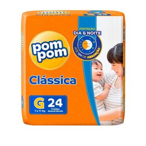 Fralda Pom Pom Clássica Infántil Jumbo Tamanho G Com 24 unidades