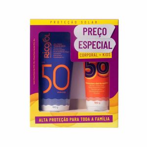 Kit Ricosol Fps 50 Protetor Solar Kids 100g E Corporal 180 Gramas