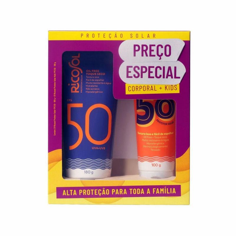 Kit-Ricosol-Fps-50-Protetor-Solar-Kids-100g-E-Corporal-180g