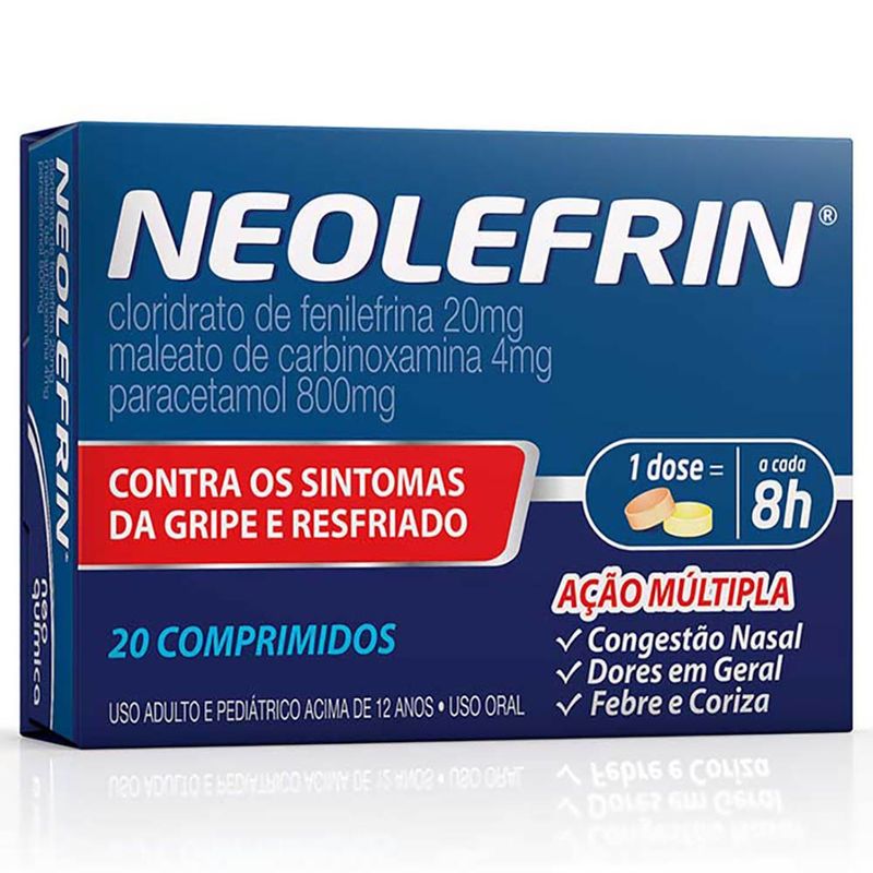 Neolefrin-Paracetamol-800mg---Cloridrato-Fenillefrina-20mg---Maleato-de-Carbinoxamina-4mg-20-Comprimidos