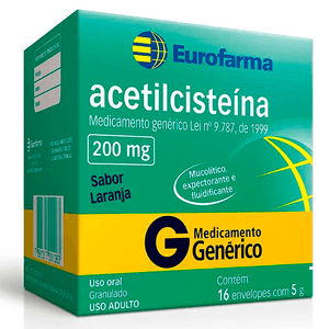 Acetilcisteina 100mg 16 Envelopes 5 Gramas Eurofarma