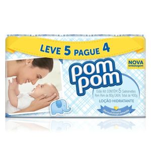 Kit Sabonetes Pom Pom Locao Hidratante Leve  5 Pague 4 75G