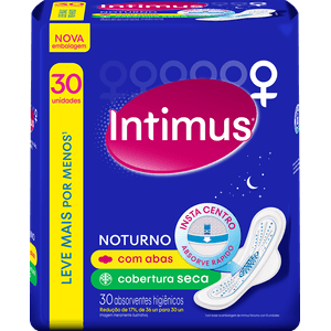 Absorvente Intimus Gel Noturno Seca Com Abas 30 Unidades