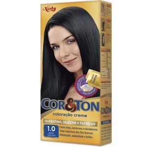 Tintura Cor & Ton Kit Medio Preto Azulado 1.0