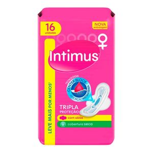 Absorvente Intimus Gel Tripla Proteção Cobertura Seca Abas  16 Unidades