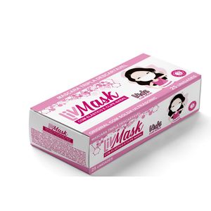 Caixa de Mascara Kids Rosa Descartavel 25 Unidades