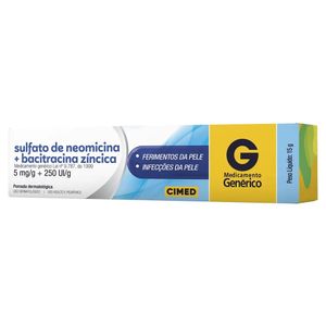 Sulfato de Neomicina 5mg + Bacitracina 250UI Pomada Dermatológica 15g Cimed Genérico