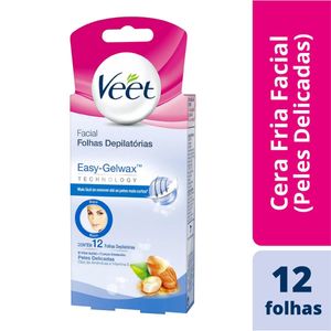 Cera Fria Veet Facial Peles Normais E Secas Com 12 Unidades