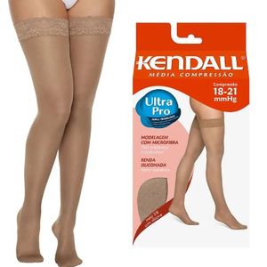 Meia Kendall 7/8 Feminina Média Compressão Com Silicone Cor Mel Médio 18-21mmHg 1612 - 1 Par