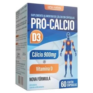 Pró-cálcio D3 Arte Nativa 500mg, frasco com 60 cápsulas