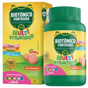 Biotônico Fontoura Morango Infantil 60 comprimidos Polivitamínico