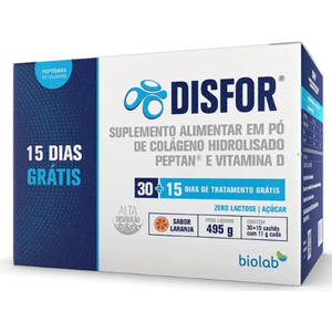 Disfor Peptídeos De Colágeno Sabor Laranja 45 Sachês De 11G cada