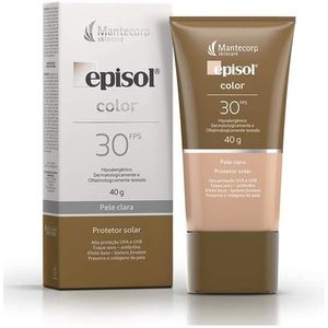 Protetor Solar Episol Color Base Facial Pele Clara Fps30 40G