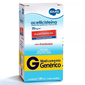 Acetilcisteína Xarope Infantil 20Mg sabor Framboesa com 120Ml Ems