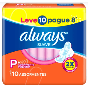 Absorvente Com Abas Always LV 10 Pg 8 Super Proteção Suave