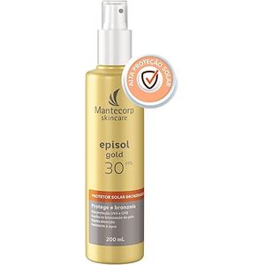 Protetor Solar Bronzeador Episol Gold FPS 30 - Proteção UVA e UVB, Bronzeado Uniforme, Preserva Colágeno, Resistente à Água e Suor - 200ml