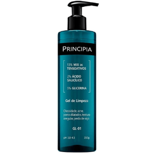 PRINCIPIA GEL DE LIMPEZA SKINCARE 13% TENSOATIVOS + 2% ÁCIDO SALICíLICO + 5% GLICERINA GL-01 COM 350ML