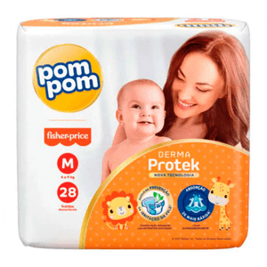 Fralda Pom Pom Protek Proteção de Mãe Jumbo M 28 unidades