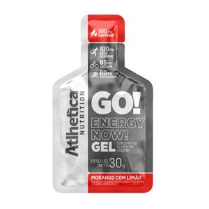 Energético Go! Energy Now Gel Atlhetica Nutrition Morango com Limão Sachê 30g