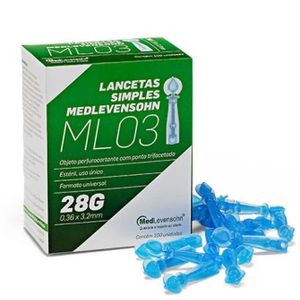 Lancetas MedLevensohn ML03 28G com 100 unidades