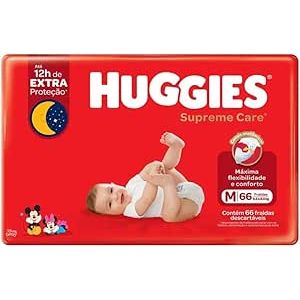 Fralda huggies supreme care hiper M com 66 unidades