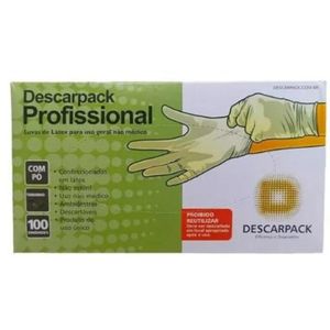 Luva de Látex Profissional Não Médica com Pó M Descarpack com 100 Unidades