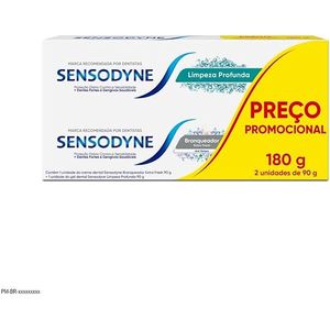 Sensodyne Kit Creme Dental Branqueador Extra Fresh e Creme Dental Limpeza Profunda para Dentes Sensíveis, Proteção Diária, 2 unidades, 90g cada