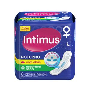Absorvente Intimus Noturno Cobertura Seca com Abas com 8 Unidades